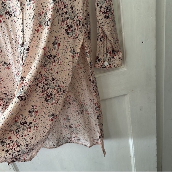 Mystree Boho Pink Floral Longline Button Down Long Sleeve Shirt Top - Picture 4 of 8